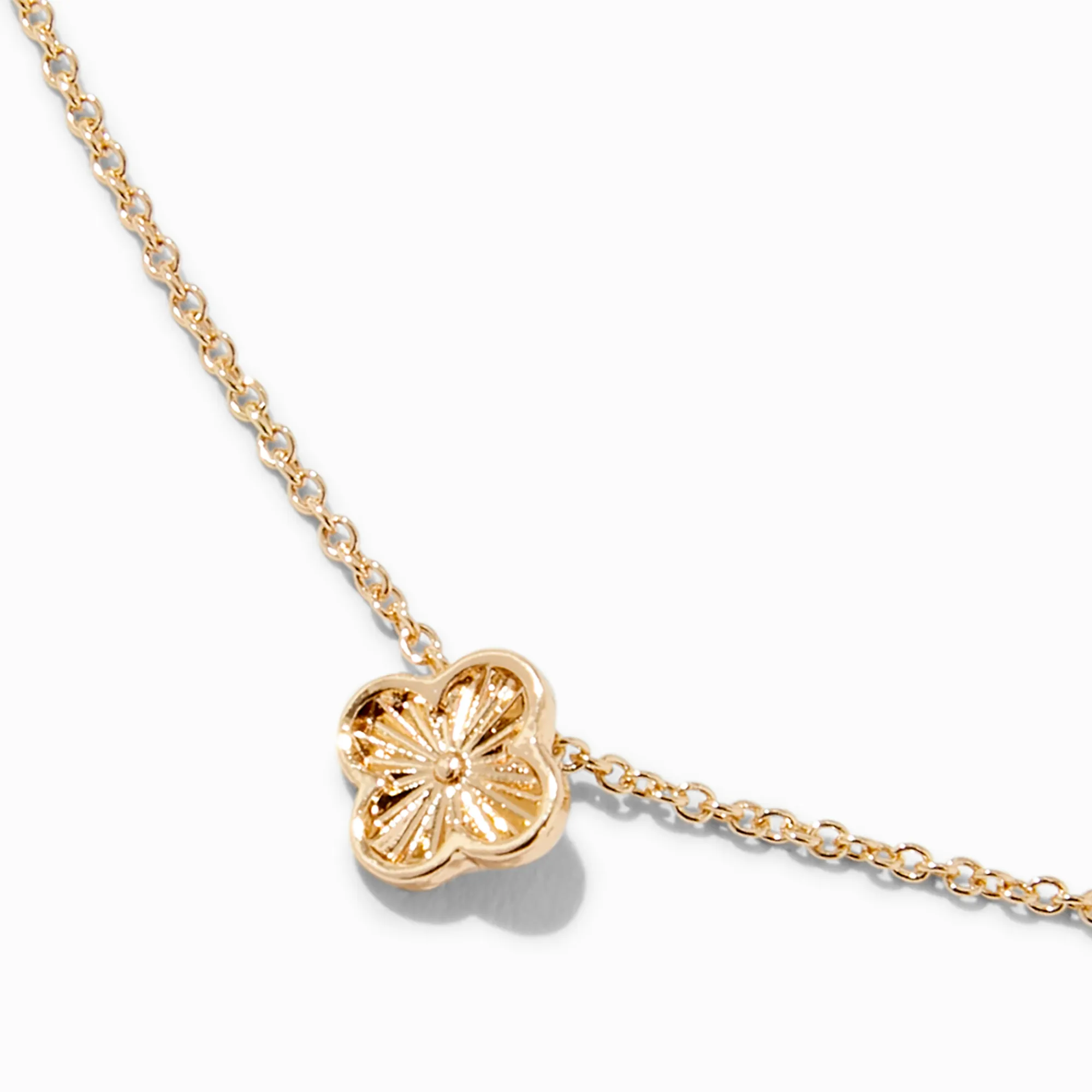 Claire's Colliers-Gold-tone Textured Clover Stackable Pendant Necklace
