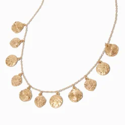 Claire's Colliers-Gold-tone Textured Disc Charm Necklace