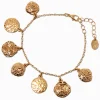 Claire's Bracelets-Gold-tone Textured Swirl Coin Charm Bracelet