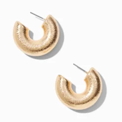 Claire's Anneaux-Gold-tone Thick Foil Hoop Earrings