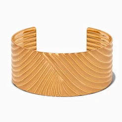 Claire's Bracelets-Gold-tone Thick Ribbed Cuff Bracelet