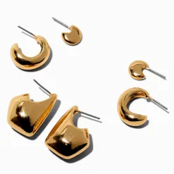 Claire's Anneaux-Gold-tone Thick Stackable Hoop Earrings - 3 Pack