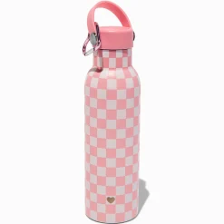 Claire's Gourdes Et Tasses-Gourde en acier inoxydable à carreaux rose
