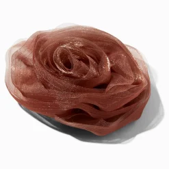 Claire's Fleurs Pour Cheveux-Grande barrette florale rosette marron