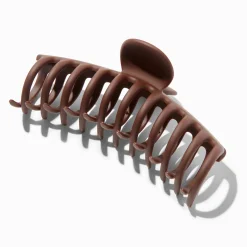 Claire's Barrettes Et Pinces-Grande pince à cheveux baril marron mate