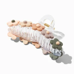 Claire's Barrettes Et Pinces-Grande pince à cheveux marguerite tons neutres transparente