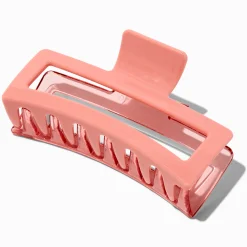 Claire's Barrettes Et Pinces-Grande pince à cheveux rectangulaire corail bicolore