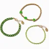 Claire's Bracelets-Green Enamel Heart Clover Bracelet Set - 3 Pack