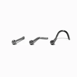 Claire's Bijoux De Piercing-20G Silver-tone Titanium Ball Nose Studs - 3 Pack