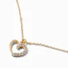 Claire's Colliers-Half Cubic Zirconia Heart Gold-tone Pendant Necklace