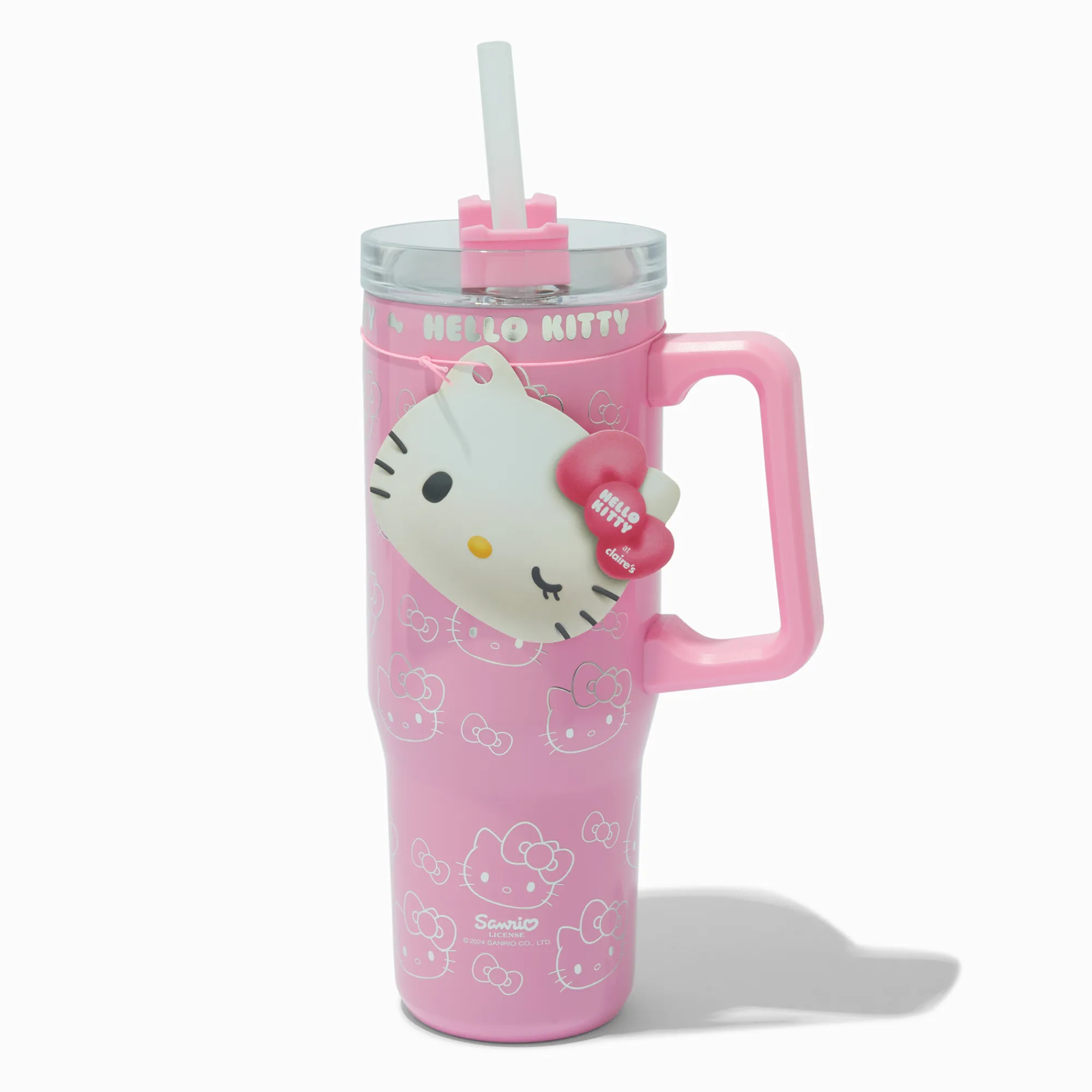 Claire's Gourdes Et Tasses-Hello Kitty® Claire's Exclusive Pink Stainless Steel Handled Tumbler
