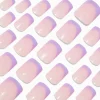 Claire's Ongles-Holographic Purple French Tip Medium Square Vegan Faux Nail Set - 24 Pack