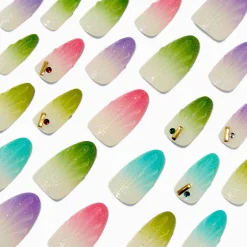 Claire's Ongles-Holographic Seashell Long Almond Vegan Faux Nail Set - 24 Pack