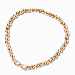 Claire's Bracelets-Infinity Charm Gold-tone Shot Bead Stretch Bracelet