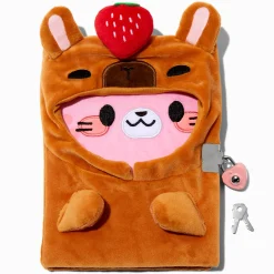Claire's Cahiers Et Journaux Intimes-Journal à cadenas en peluche chat déguisé en capybara