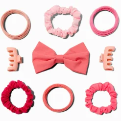 Claire's Noeuds Pour Cheveux|Chouchous-Élastiques et nœud pour cheveux rose Claire's Club - Lot de 9
