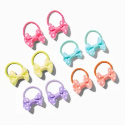 Claire's Noeuds Pour Cheveux|Élastiques-Élastiques à nœud à pois arc-en-ciel Claire's Club - Lot de 10