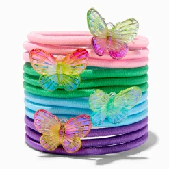 Claire's Élastiques-Élastiques papillons arc-en-ciel holographiques - Lot de 12
