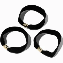 Claire's Élastiques-Élastiques perlés couleur dorée noirs plats - Lot de 3