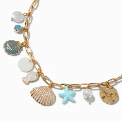 Claire's Colliers-Light Blue Beach Charm Choker Necklace