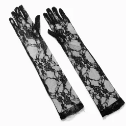 Claire's Gants Et Mitaines-Longs gants en dentelle noirs