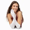 Claire's Gants Et Mitaines-Longs gants en tissu satiné blancs