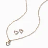 Claire's Clous D'oreilles|Colliers-Lot clous d'oreilles et collier à pendentif cœur en zircon cubique couleur dorée