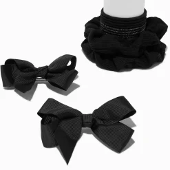 Claire's Noeuds Pour Cheveux|Chouchous-Lot d’accessoires pour cheveux variés économiques noirs - Lot de 6