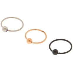 Claire's Bijoux De Piercing-Lot de 3 anneaux de nez 20 g couleur titané en métaux mixtes