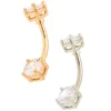 Claire's Clous D'oreilles|Bijoux De Piercing-Lot de 2 barres de piercing nombril en zircon cubique d’imitation 14 g en métaux mixtes