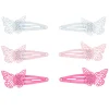 Claire's Barrettes Et Pinces-Lot de 6 barrettes clic clac roses pailletées motif papillon du Claire's Club