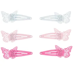 Claire's Barrettes Et Pinces-Lot de 6 barrettes clic clac roses pailletées motif papillon du Claire's Club