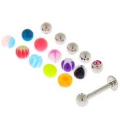 Claire's Bijoux Premium|Bijoux De Piercing-Lot de 16 boules de rechange pour clous de piercing labret 1,2mm couleur argenté