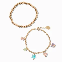 Claire's Bracelets-Lot de bracelets à breloques iridescentes Uptown couleur dorée - Lot de 2