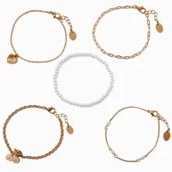 Claire's Bracelets-Lot de bracelets cerise nacrés couleur dorée - Lot de 5