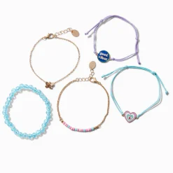 Claire's Bracelets-Lot de bracelets d'humeur réglables et perlés « Good Vibes » - Lot de 5
