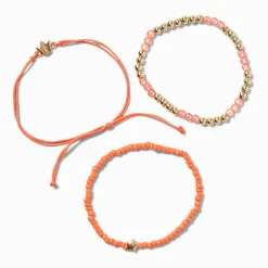 Claire's Bracelets-Lot de bracelets en perles de rocaille corail avec le mot « Courage » - Lot de 3