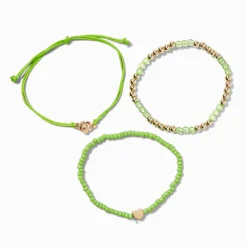 Claire's Bracelets-Lot de bracelets en perles de rocaille inspiration « Grow » vert citron - Lot de 3