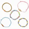 Claire's Bracelets-Lot de bracelets perles de rocaille pâte fimo paix - Lot de 5
