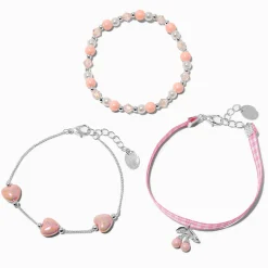 Claire's Bracelets-Lot de bracelets perlés cerise roses - Lot de 3
