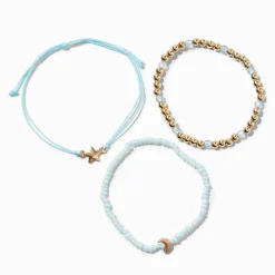 Claire's Bracelets-Lot de bracelets perlés d’inspiration « Never Lost » bleu clair - Lot de 3