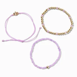 Claire's Bracelets-Lot de bracelets perlés inspiration « Strength » violet - Lot de 3