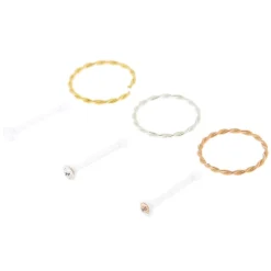 Claire's Bijoux De Piercing-Lot de 6 clous et anneaux de nez tressés 22 g en métaux mixtes