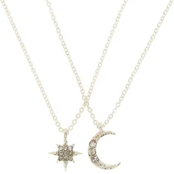Claire's Colliers-Lot de 2 colliers à pendentifs célestes couleur argenté