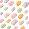 Claire's Ongles-Lot de faux ongles autocollants stiletto icônes pastel - Lot de 24