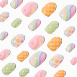 Claire's Ongles-Lot de faux ongles autocollants stiletto icônes pastel - Lot de 24