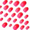 Claire's Ongles-Lot de faux ongles vegan stiletto perle d'imitation rouge dégradé - Lot de 24