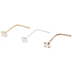 Claire's Clous D'oreilles|Bijoux Premium-Lot de 3 piercings de nez 22 g en métaux mixtes