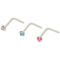 Claire's Bijoux De Piercing-Lot de 3 piercings de nez pastel 20 g couleur argenté