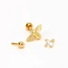 Claire's Clous D'oreilles|Bijoux Premium-Lot de piercings d'oreilles pour cartilage boule et zircon cubique, abeille 1,2 mm en acier inoxydable couleur dorée - Lot de 3
